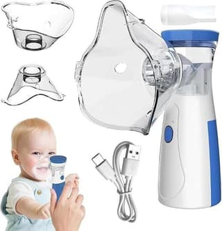 Portable Handheld Mesh Nebulizer Machine for Kids Adults, Quiet Nebulizer with 2 Masks & Mouthpiece