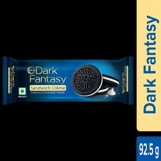 Sunfeast Dark Fantasy Sandwich Creme Biscuits - Vanilla Creme, 92.5 G Pouch