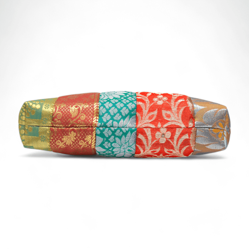 PRASHU Recycled Brocade Fabric Patchwork Pouch Makeup, Travel, Gifting, for Women and Girls view 7