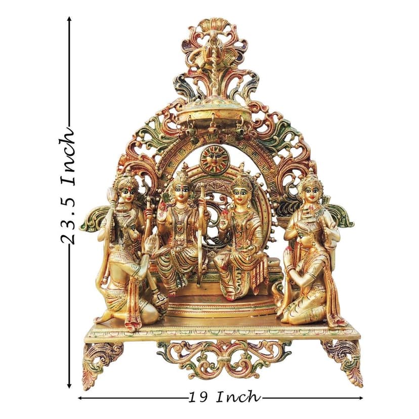 Brass Ram Darbar Idol Statue | Premium Hindu Religious Showpiece, Height : 23.5 Inch (BSMAS131 S) view 2