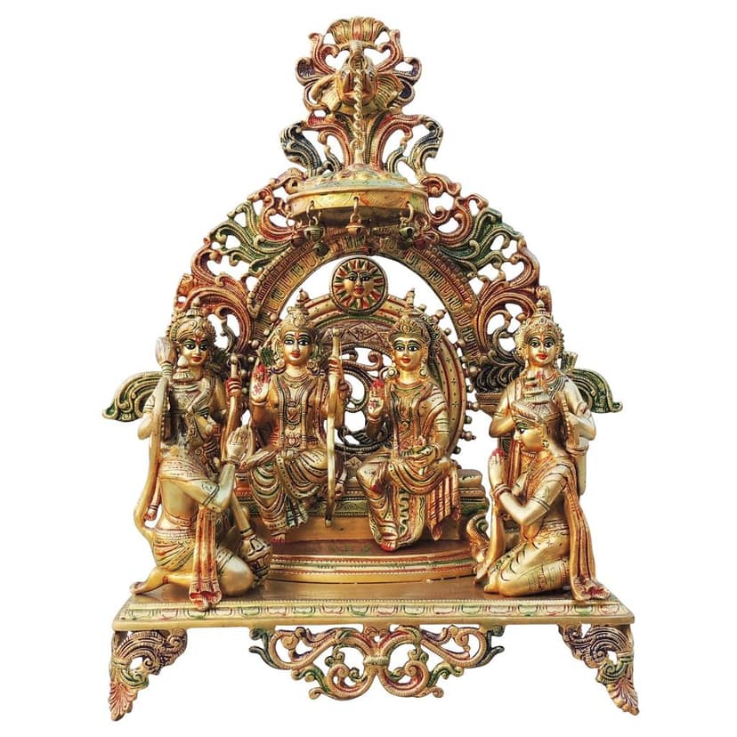 Brass Ram Darbar Idol Statue | Premium Hindu Religious Showpiece, Height : 23.5 Inch (BSMAS131 S) view 3