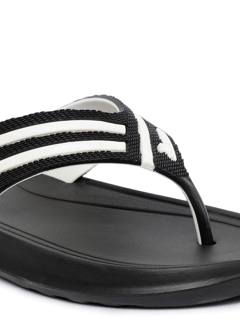 Men's Black and White Flip Flops view 6
