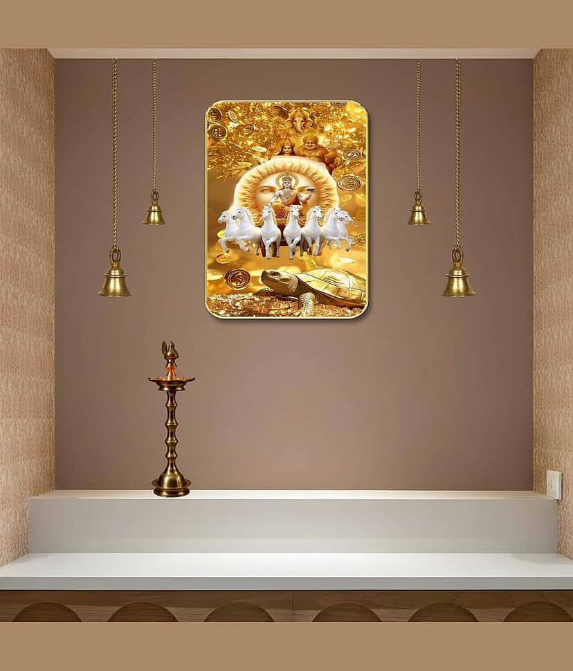 Livin'luxe Surya Narayan Seven Horses MDF Wall Art with Table Top Stand & Hanging Hole view 2
