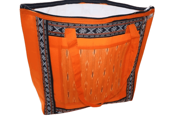 Vibrant Orange Ethnic Print Tote Bag for Daily Use view 2