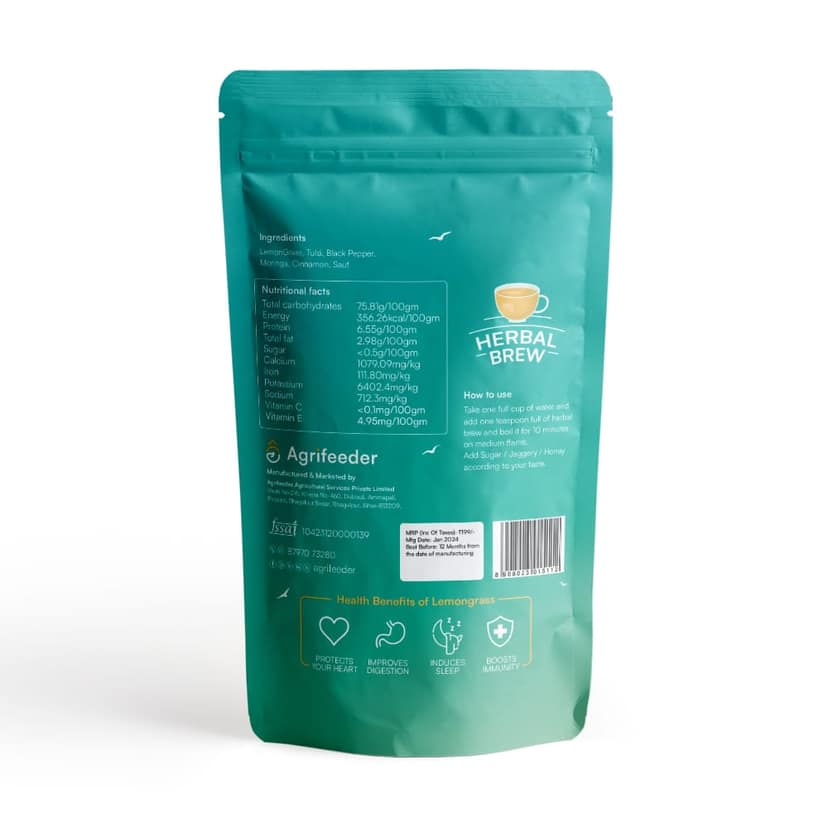 Agrifeeder Lemongrass Herbal Brew - Sauf Flavour 50gm Pouch view 2