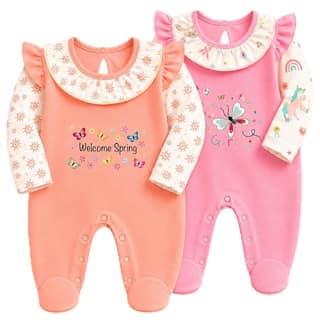 EIO 100% Cotton Rompers Sleepsuits Jumpsuit Night Suits for Infants Newborn Baby Boys & Girls EIO 100% Cotton Rompers Sleepsuits Jumpsuit Night Suits for Infants Newborn Baby Boys & Girls - Dark Pink :: Light Pink / 3-6 M