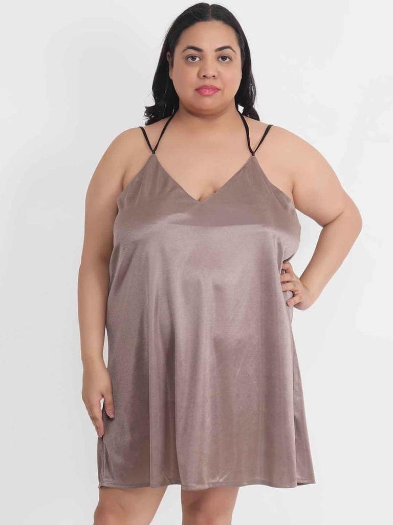 Plus Size Sexy Solid Satin Babydoll and Bikini Dress Dress for Honeymoon BB37Bm view 3