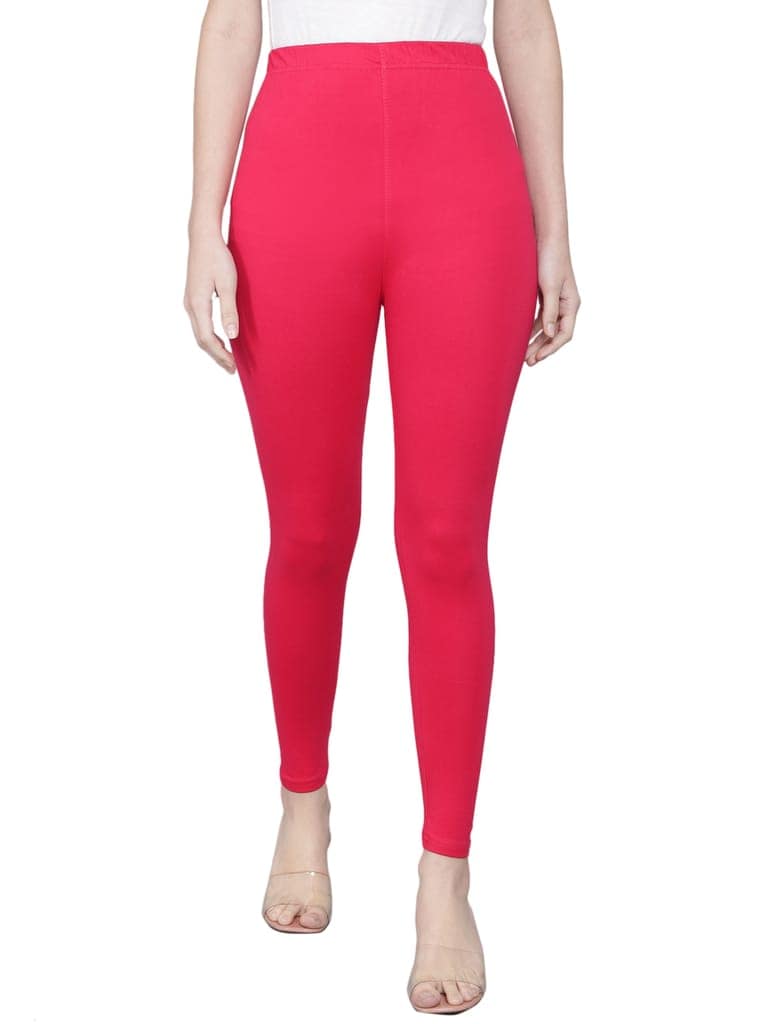 SOFT COLORS Women's Skinny Fit Ethnic Wear Ankle Length Leggings (Magenta Color) view 4
