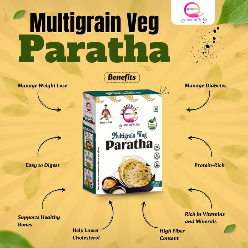 Wheat Free Multigrain Veg Parath | Paratha Premix 300 Gm, Peanut Chutney 50g and Mix Pickle 50g | Ready To Cook | No Preservative | Made With Natural Ingredients view 4