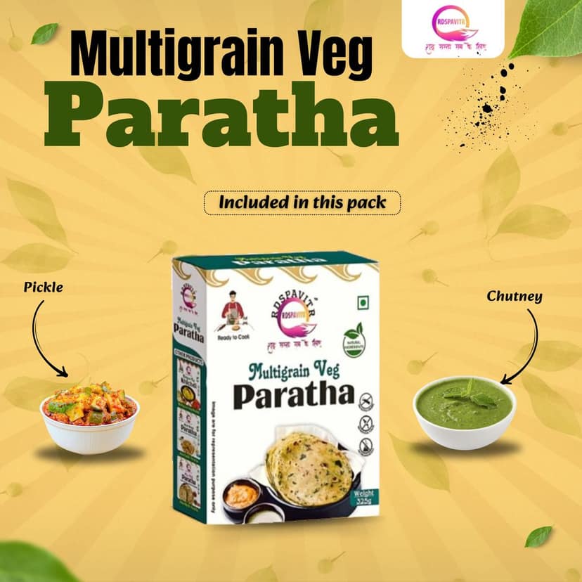 Wheat Free Multigrain Veg Parath | Paratha Premix 300 Gm, Peanut Chutney 50g and Mix Pickle 50g | Ready To Cook | No Preservative | Made With Natural Ingredients view 5