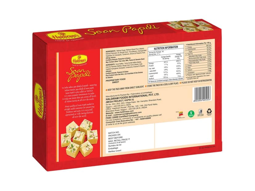 Haldiram's Soan Papdi (Elaichi Flavour) Packed Sweets - 500 Gm view 2