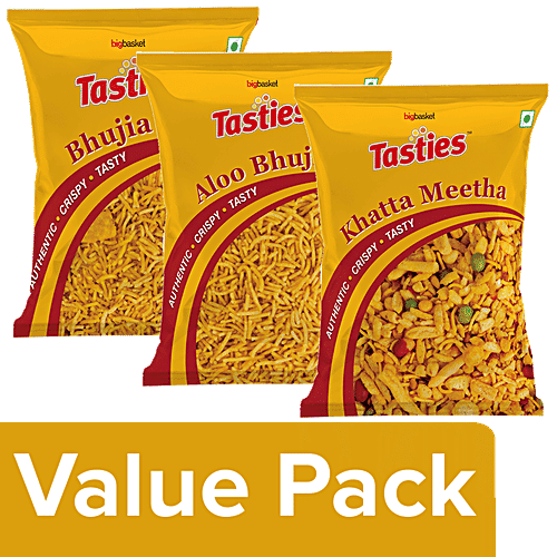 Tasties Bikaneri Bhujia Sev, 40 g+Aloo Bhujia, 60 g+Khatta Meetha, 60 g, Combo 3 Items