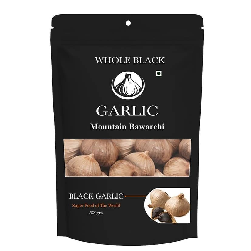 Mountain Bawarchi Black Garlic Whole | Garlic Non-Pungent Great Taste Highly Nutritious | No Added Preservative (500g)