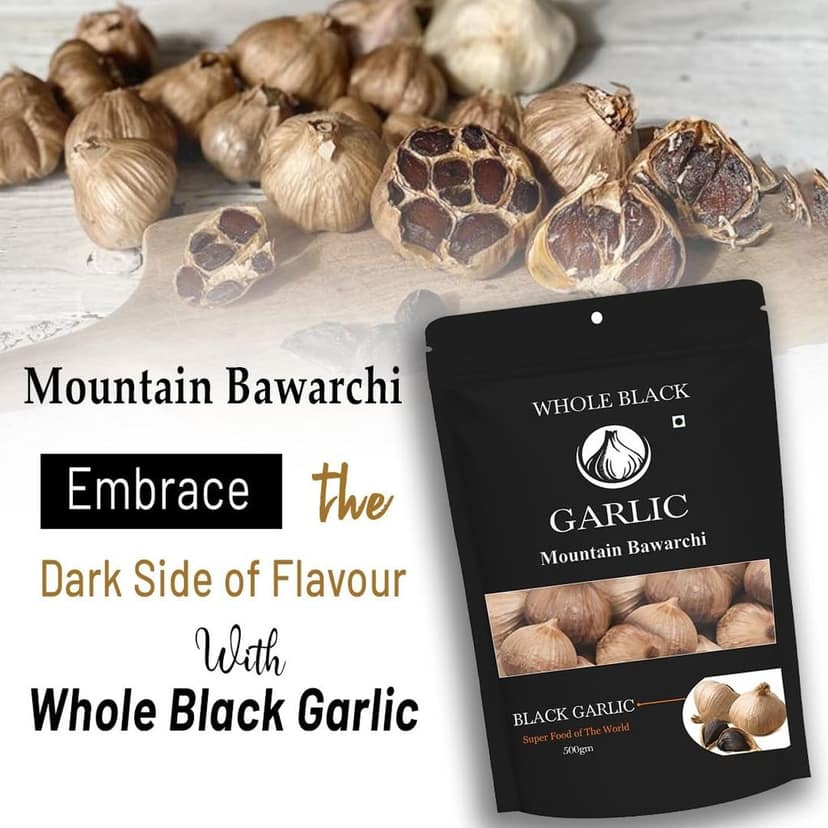 Mountain Bawarchi Black Garlic Whole | Garlic Non-Pungent Great Taste Highly Nutritious | No Added Preservative (500g) view 3