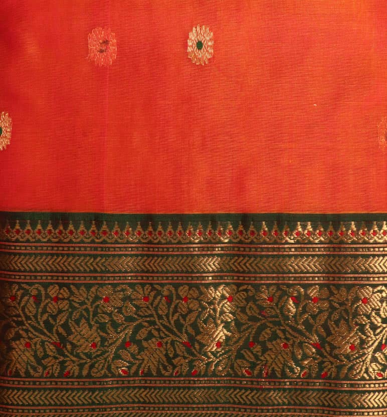 Handwoven Chanderi Silk × Silk Saree view 5