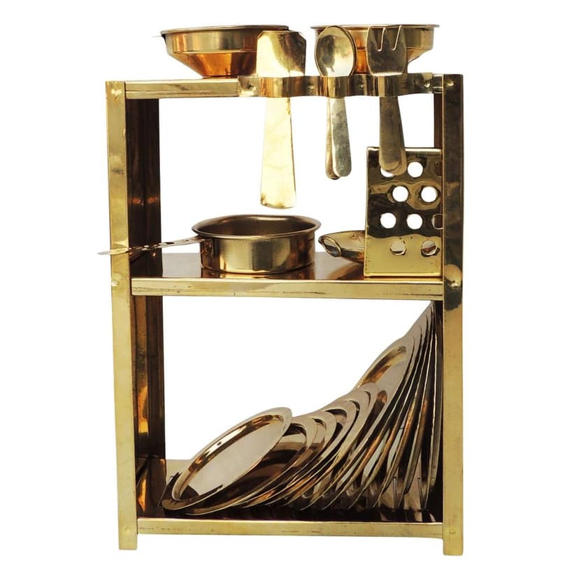Brass Complete Mini Kitchen Set | Handmade Indian Toy Collection, Height : 2.2 Inch (ZMAS475 C) view 2