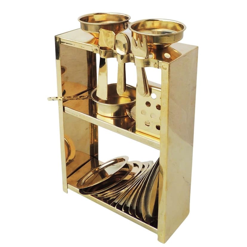 Brass Complete Mini Kitchen Set | Handmade Indian Toy Collection, Height : 2.2 Inch (ZMAS475 C) view 3