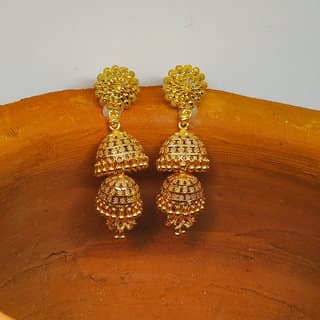 Traditional 1gm gold and micron plated jhumkis