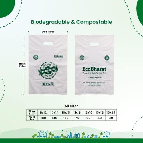 Biodegradable and Compostable D-cut Carry Bags|16x24(40pieces)|Shooping Bags, Carry Bags, Grocery Bags| view 2