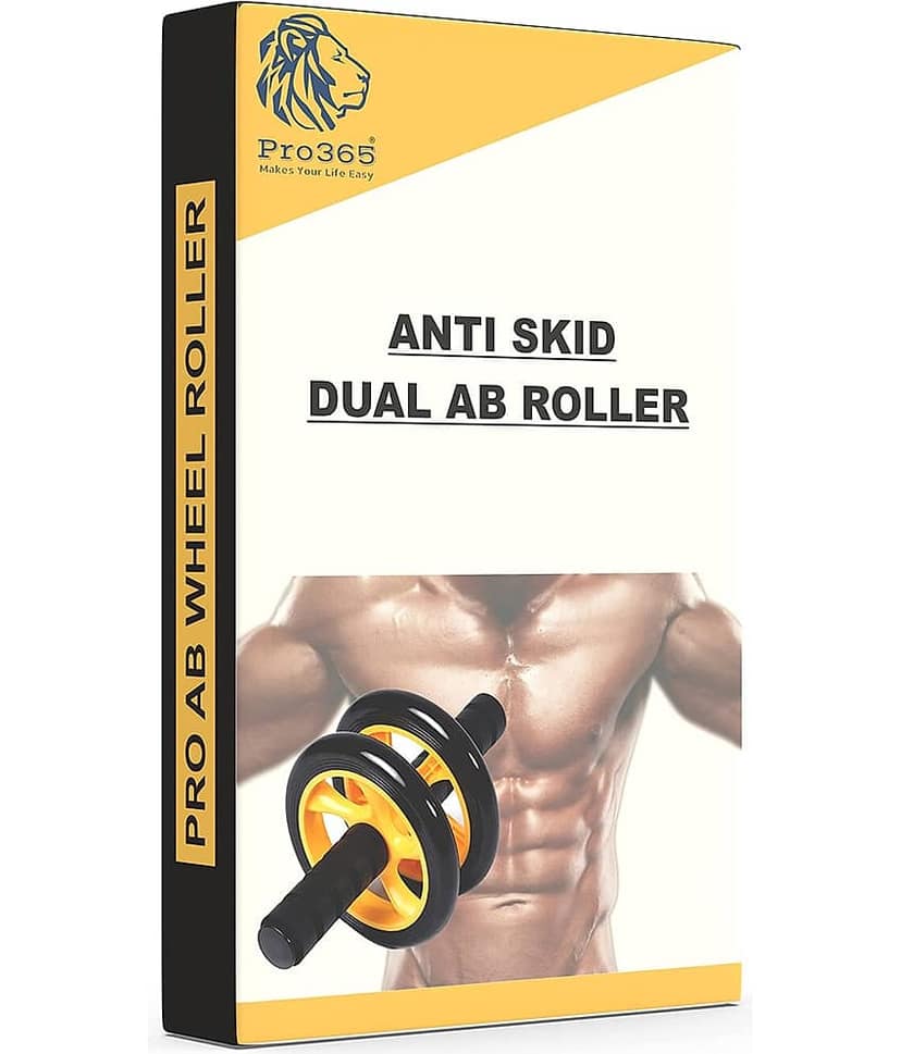 PRO365 Home Gym Ab Roller/Indoor Ab Wheel for Abs Workouts 6 Month Manufacturer Warranty/Dual Abdominal Exercise/Core Workouts for Men and Women (6 MM Safe Knee Mat, Yellow Roller) view 2
