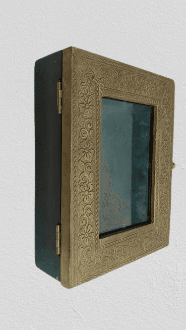 Shri Vankal Maa Art; Shupari box brass dai Wooden Dry Fruit Box with Golden Brass Inlay Work view 2