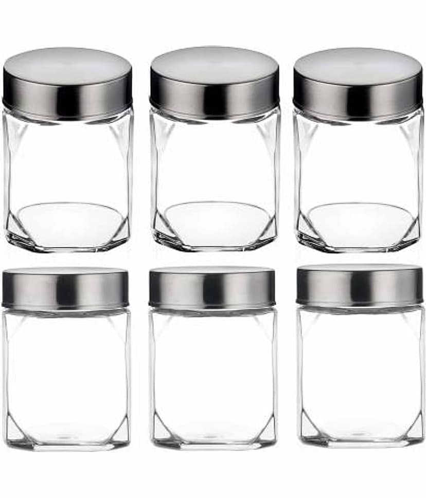 CROCO JAR Glass Transparent Spice Container ( Set of 6 ) view 2