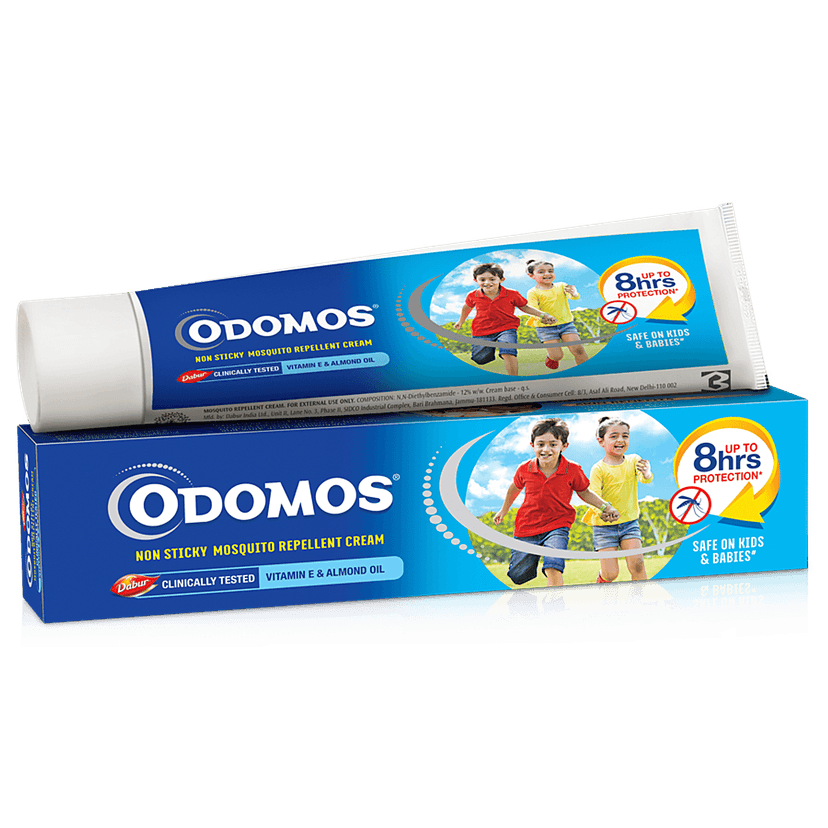 Odomos Cream - Non-Sticky Mosquito Repellent (With Vitamin E & Almond), 50 G Tube