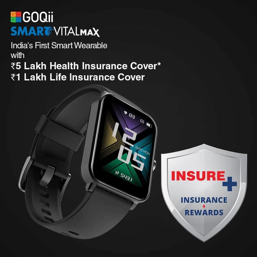 GOQii Newly Launched Smart Vital MAX HD Display Smart Watch with 5 lakhs Health Insurance & 1 lakh Life Insurance with SpO2, & Free 3 Months Personal Coaching view 2