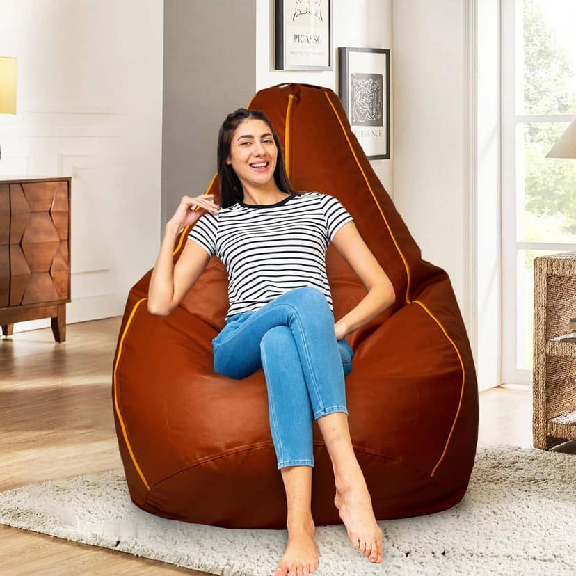 Craftlayout Strip Bean Bag Cover Brown Yellow XXXL view 2