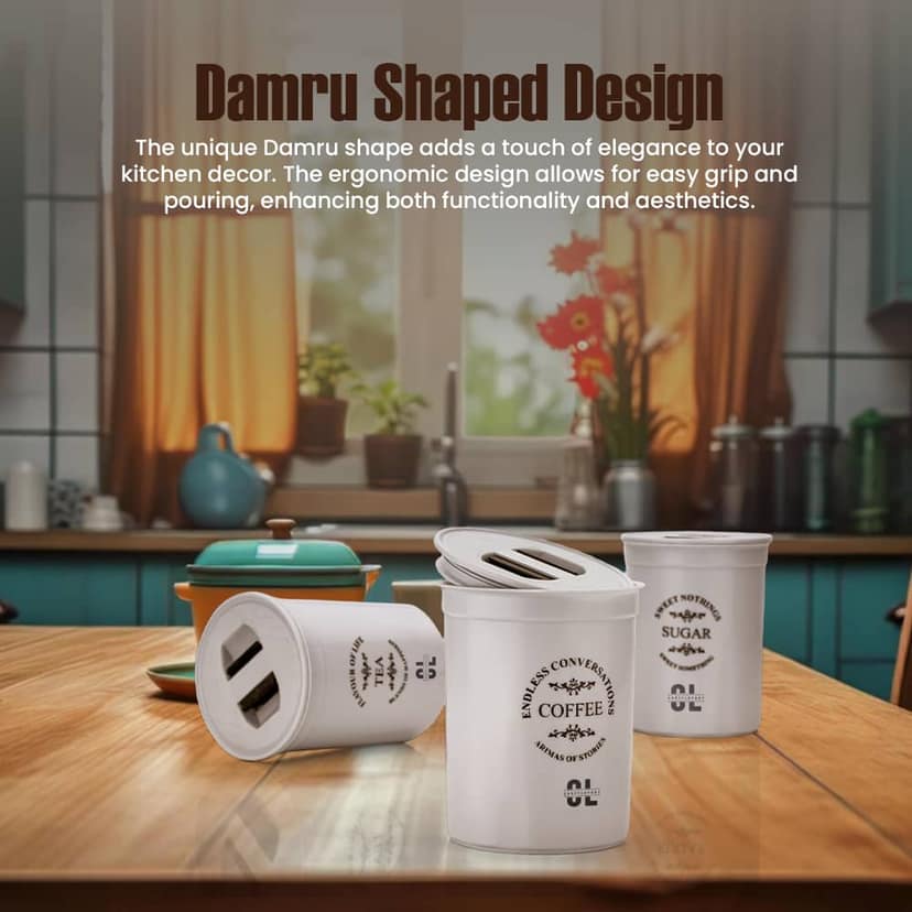 Craftlayout Set of 3 Tea Coffee Sugar Containers 900ml view 2