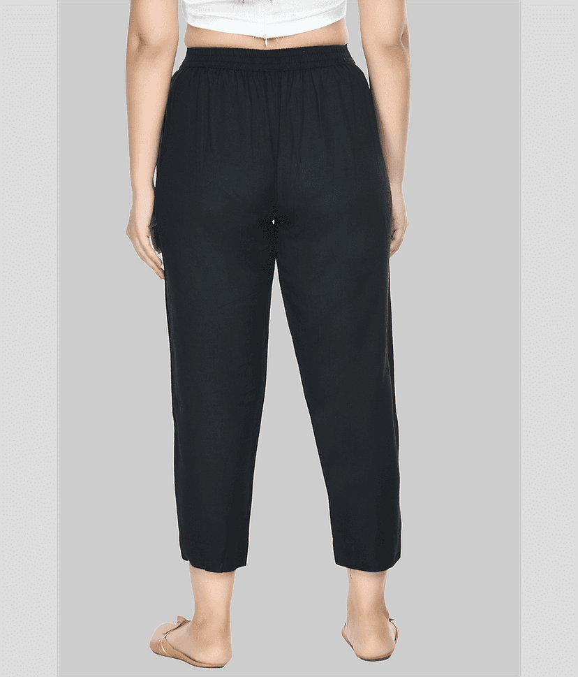 PREEGO - Black Rayon Regular Women's Casual Pants ( Pack of 1 ) view 2