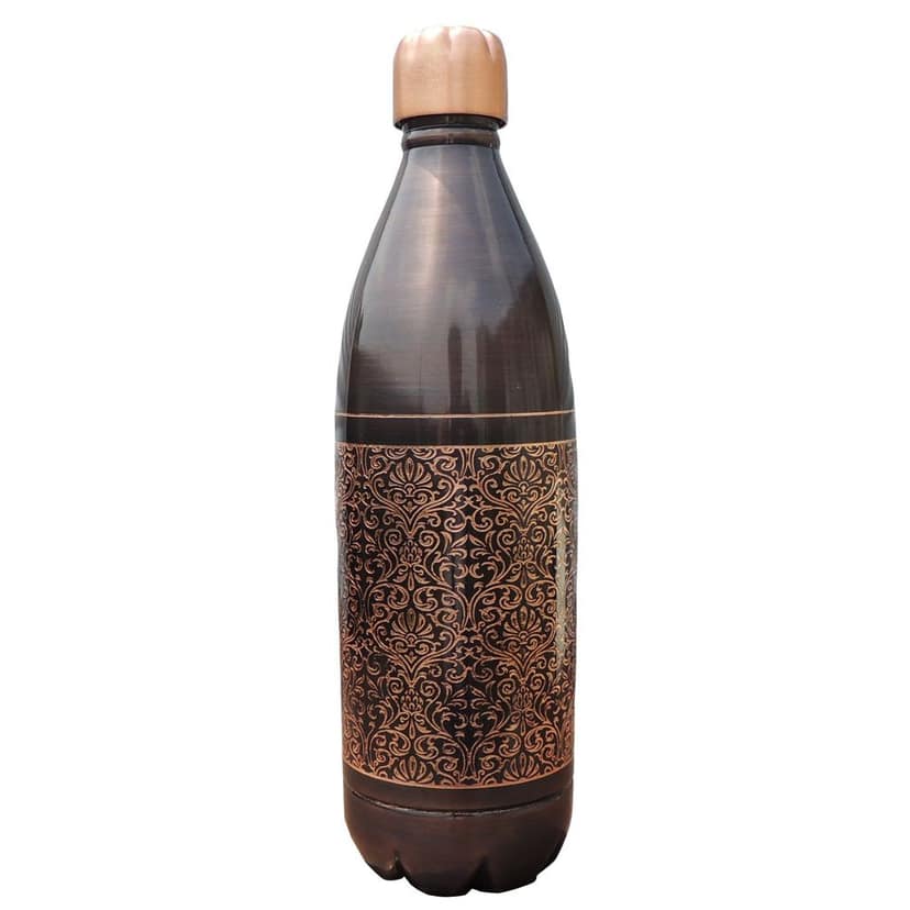 Copper Drinking Water Bottle Antique Finish � Traditional Ayurvedic Copper Bottle, Height : 11.5 Inch (BCMAS194 A) view 2
