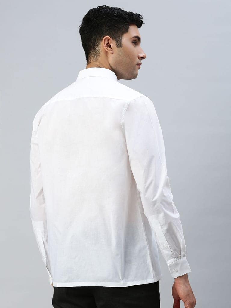 Mens Poly Cotton White Shirt Full Sleeves Coolex view 2