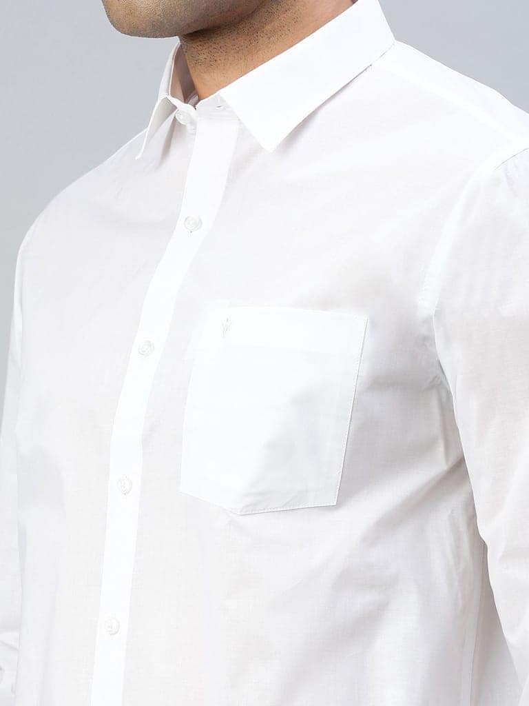 Mens Poly Cotton White Shirt Full Sleeves Coolex view 4
