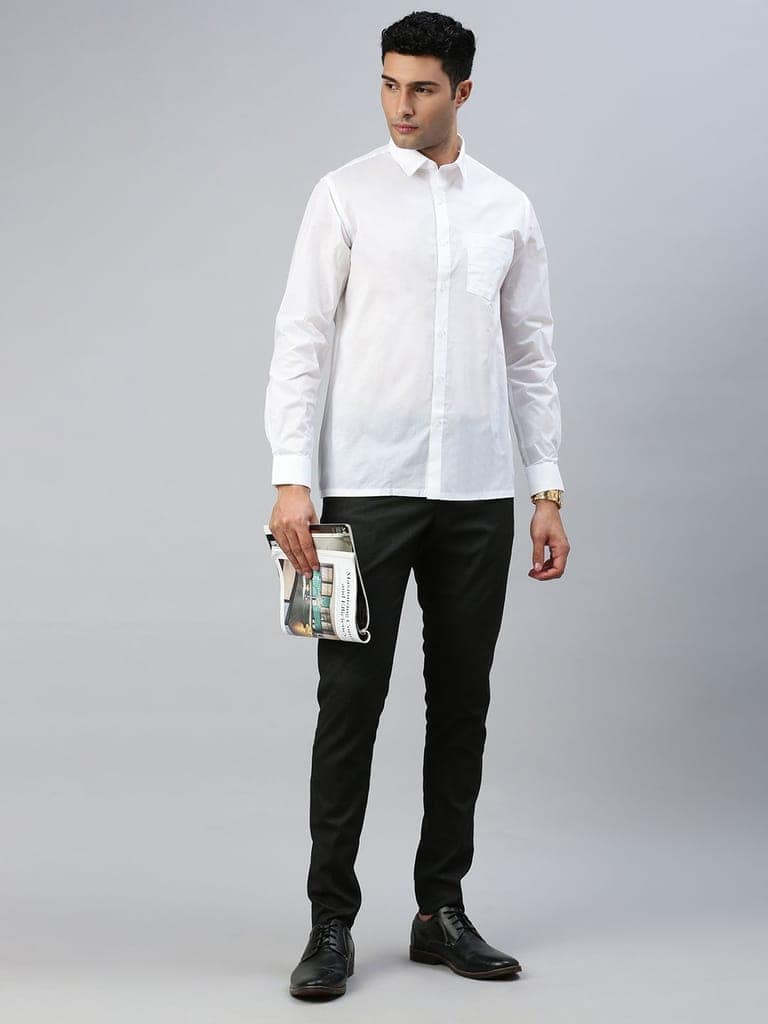 Mens Poly Cotton White Shirt Full Sleeves Coolex view 5