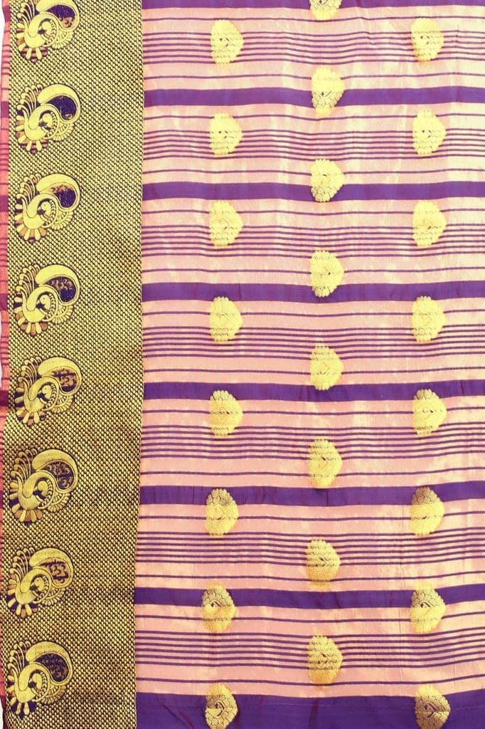 Red &amp; Gold Zari Woven Banarasi Silk Saree view 5