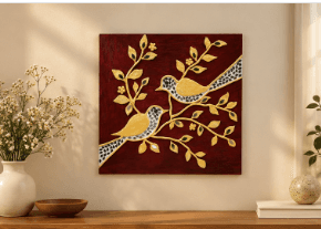 Handmade Golden Bird Art Decorative Wall Hanging for Home Decor