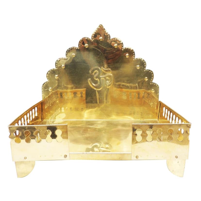 Religious Brass Singhasan Sheet for God Idol | Ideal for Home & Temple, Height : 13.4 Inch (ZMAS107 M) view 2