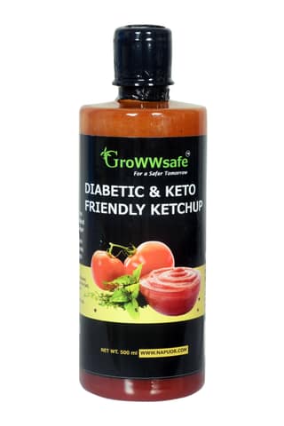 GroWWsafe Diabetic And Keto Friendly Tomato Ketchup, 500 gm