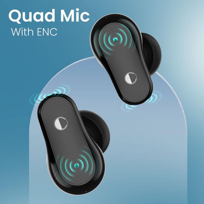Cellecor BroPods C109 QUAD TWS, 60H Playtime,Quad Mic ENC,5.3v BT,50ms Low Latency Gaming Bluetooth-Black Grey view 6