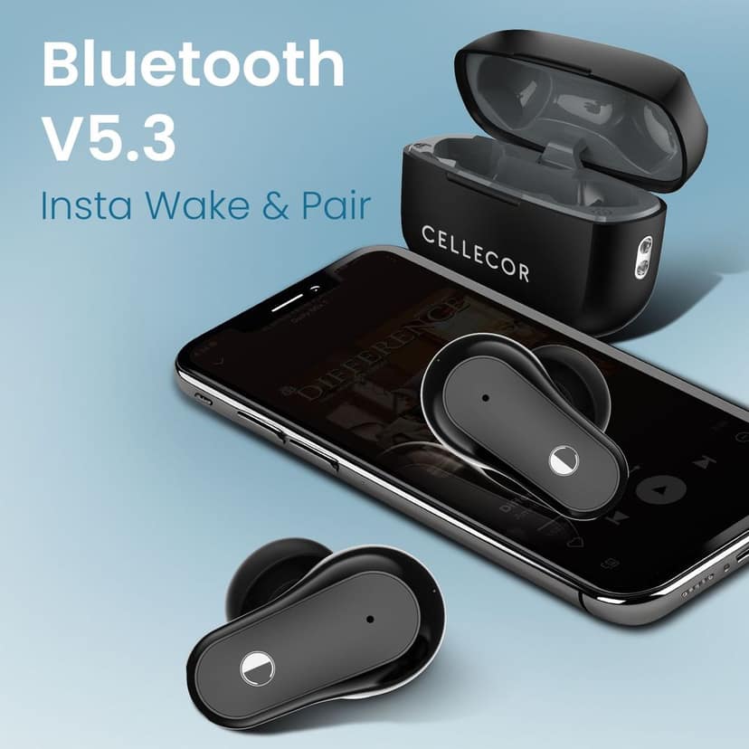 Cellecor BroPods C109 QUAD TWS, 60H Playtime,Quad Mic ENC,5.3v BT,50ms Low Latency Gaming Bluetooth-Black Grey view 7