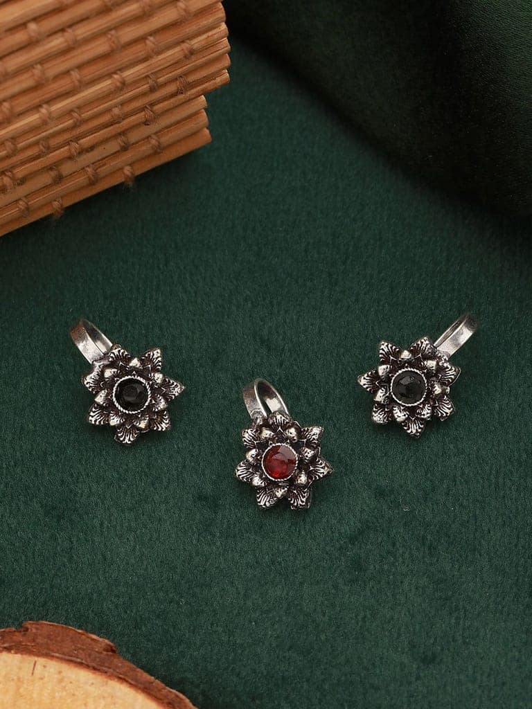 Oxidised Silver Plated Trendy Minimal Combo Clip on Nose Ring Nath view 3