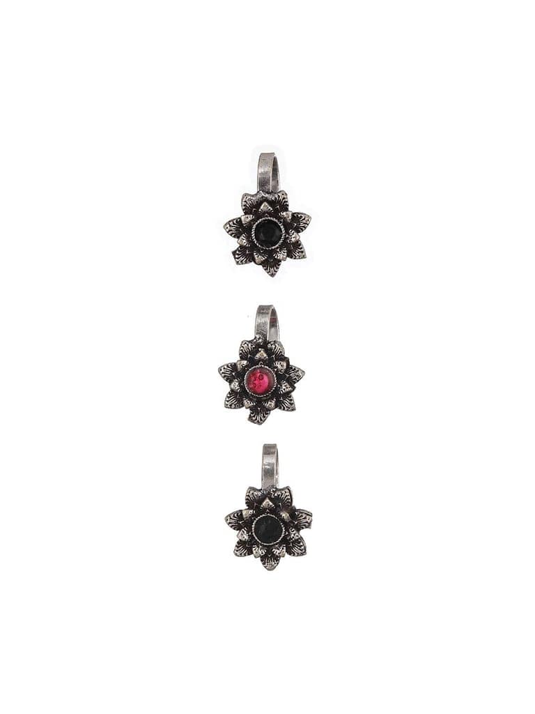 Oxidised Silver Plated Trendy Minimal Combo Clip on Nose Ring Nath view 4