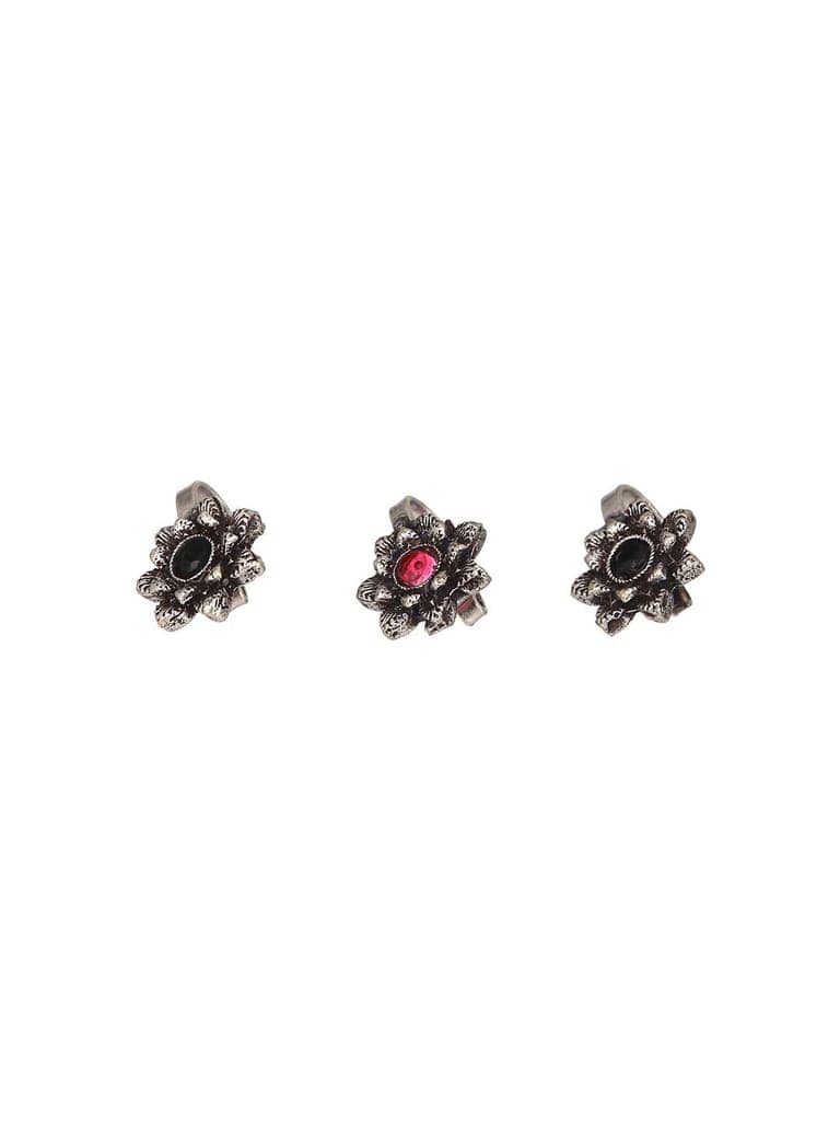 Oxidised Silver Plated Trendy Minimal Combo Clip on Nose Ring Nath view 5