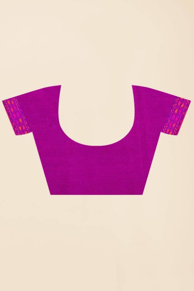 Magenta Baluchari Silk Saree view 5