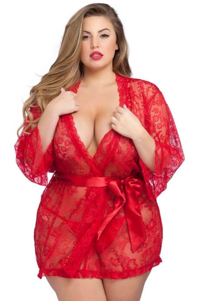 Women Plus Size Sleepwear Set Sexy Lingerie Transparent Lace Exotic Babydoll Underwear Sleepwear Comfortable Gown M-7XL view 3