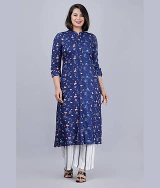 MAUKA - Blue A-line Rayon Women's Stitched Salwar Suit ( Pack of 1 )