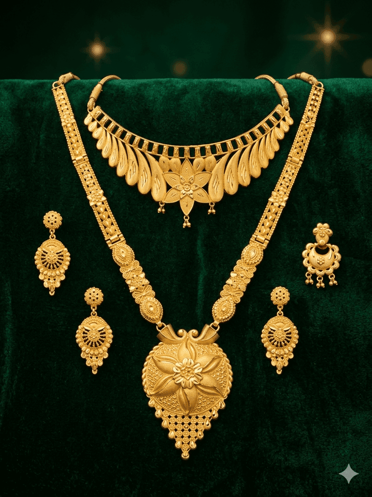 Traditional Indian Bridal Gold Necklace Combo Set view 2