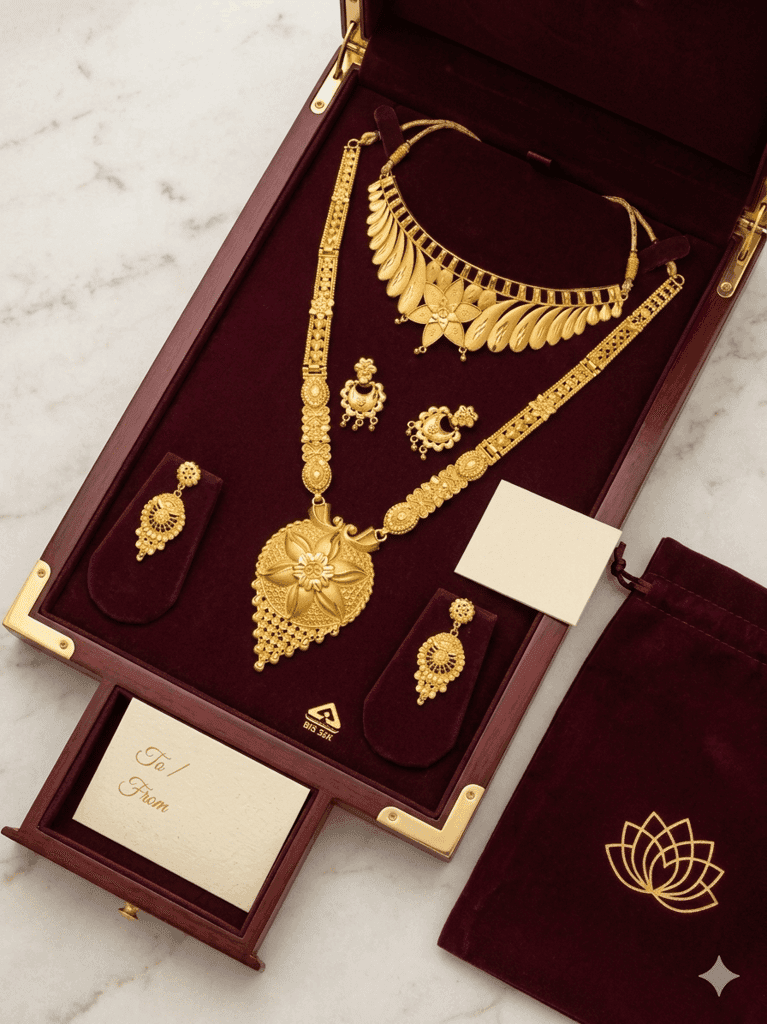 Traditional Indian Bridal Gold Necklace Combo Set view 3
