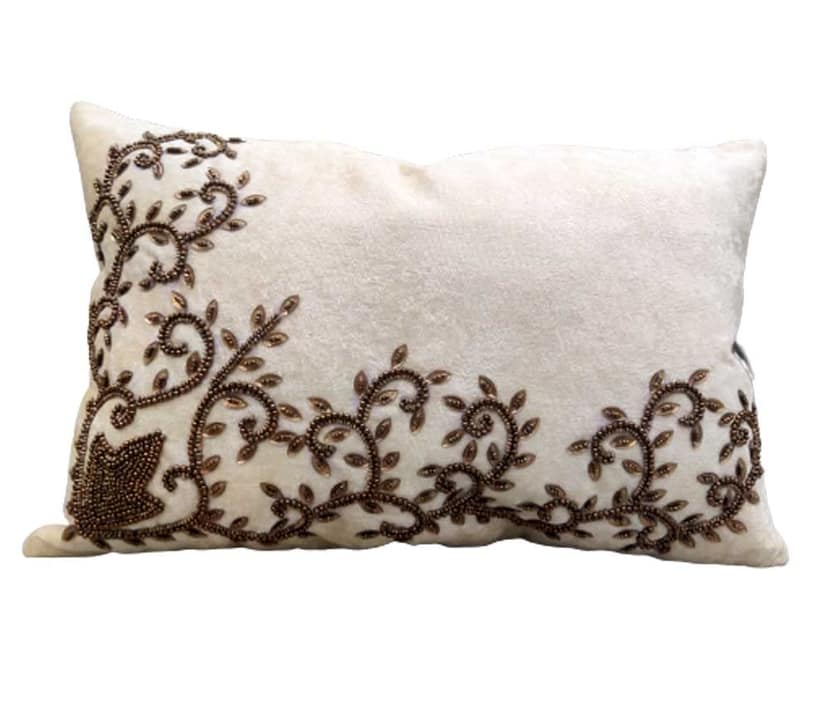 Red Cream Maroon Set of 5 Ethnic Beaded Embroidered Square Cushion Covers Combo for Sofa Home Bedroom view 6